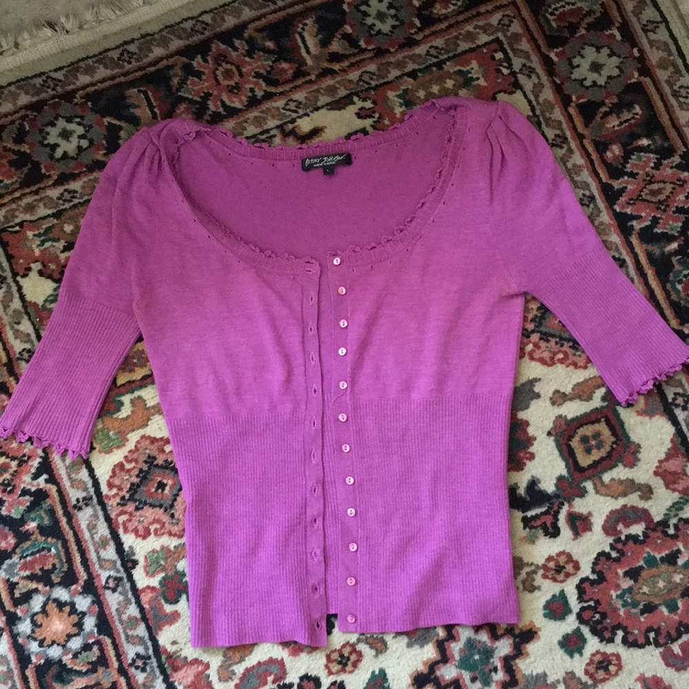 Vintage Purple Silk Betsey Johnson Cardigan Sz L